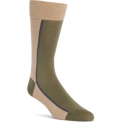 Cole Haan Colorblock Dress Socks In Olive Assorted