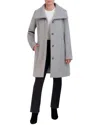 Cole Haan Womens Stand-collar Single-breasted Wool Blend Coat In Gray
