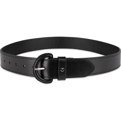 Cole Haan Covered Buckle Leather Belt In Black
