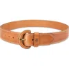 Cole Haan Covered Buckle Leather Belt In Brown