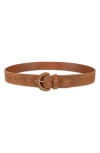 Cole Haan Covered Buckle Suede Belt In Brown