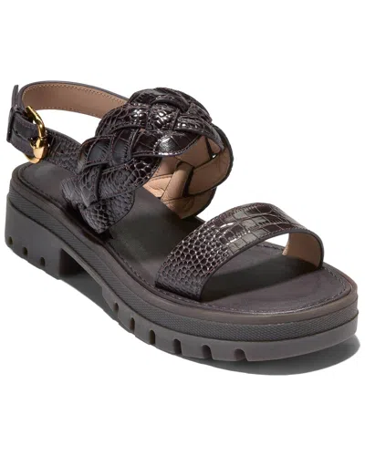Cole Haan Cressida Lug Sandal In Chocolate Croc Print Leather