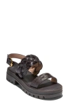 Cole Haan Cressida Lug Sandal In Chocolate Croc Print Leather