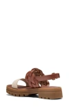 Cole Haan Women's Cressida Lug Sandals - Brown Size 9 In Natural Canvas/dark Cuoio