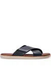 Cole Haan Cross-strap Leather Sandals In Blue