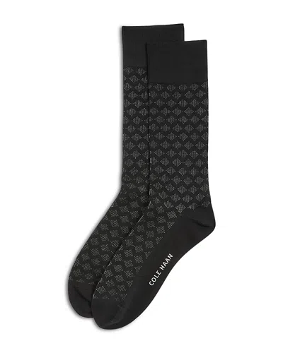 Cole Haan Diamond Microfiber Dress Crew Socks In Black