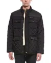 Cole Haan Diamond Quilt Wool-blend Barn Jacket In Black