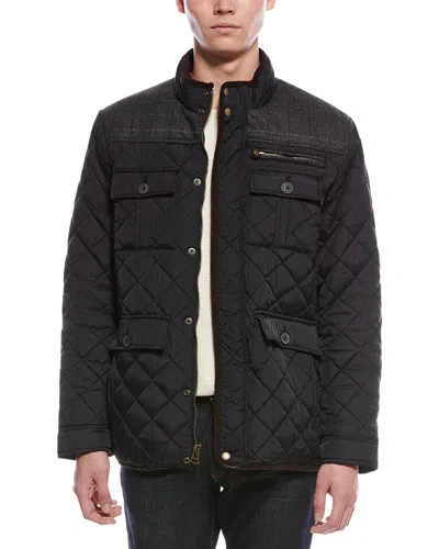 Cole Haan Diamond Quilt Wool-blend Barn Jacket In Black