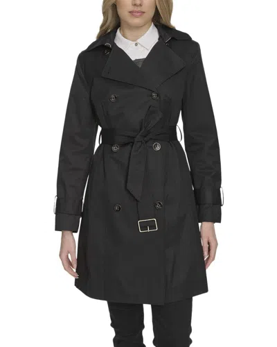 Cole Haan Double Breasted Heritage Trench In Black