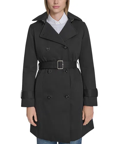 Cole Haan Double Breasted Trench Coat In Black