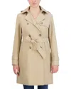 Cole Haan Hooded Double-breasted Trench Coat In Brown
