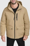 Cole Haan Down & Feather Fill Hooded Puffer Coat In Camel