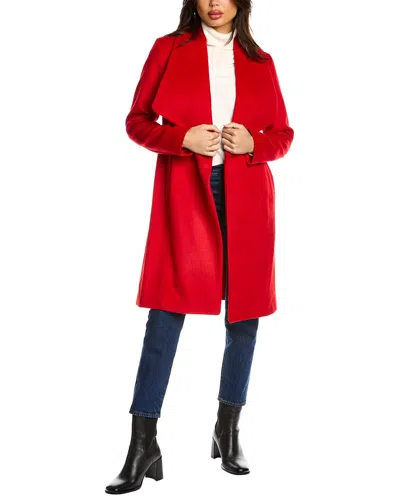 Cole Haan Draped Wool-blend Coat In Red