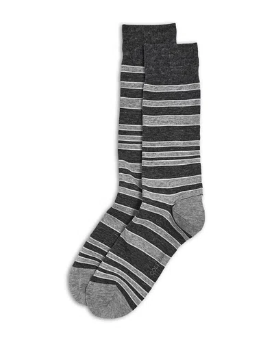 Cole Haan Dress Stripe Crew Socks In Black Rain