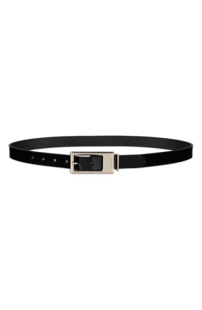 Cole Haan Elongated Buckle Leather Belt In Black