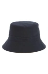 Cole Haan Embroidered Reversible Cotton Bucket Hat In Black