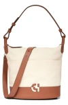 COLE HAAN ESSENTIAL SOFT CANVAS & LEATHER BUCKET BAG