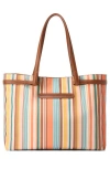 Cole Haan Essential Stripe Canvas Tote In Riviera Stripe/british Tan