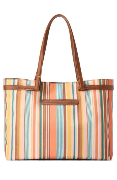 Cole Haan Essential Stripe Canvas Tote In Riviera Stripe/british Tan