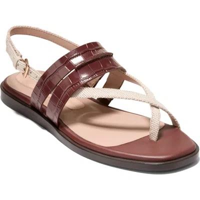 Cole Haan Go-to Estella Flat Leather Thong Sandal In Brown