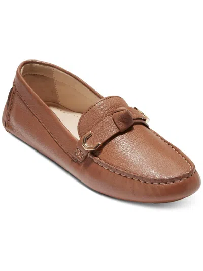 Cole Haan Evelyn Bow Driver Womens Leather Round Toe Loafers In Brown