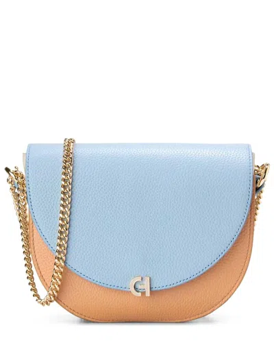 Cole Haan Evie Chain Leather Saddle Bag In Gold