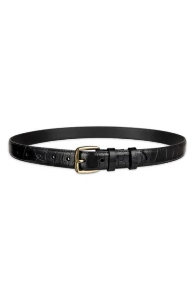 Cole Haan Feather Edge Leather Belt In Black