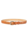 Cole Haan Feather Edge Leather Belt In Brown