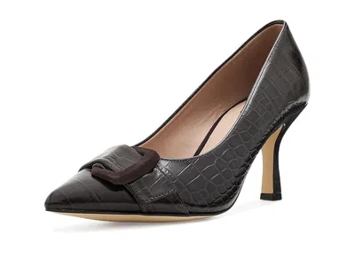 Cole Haan Fidela Buckle Pumps High Women's Heels Dark Chocolate Croc Print: 8.5 B - Medium, Leather In Multi