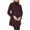 Cole Haan Fine Wool Blend Twill Peacoat In Burgundy