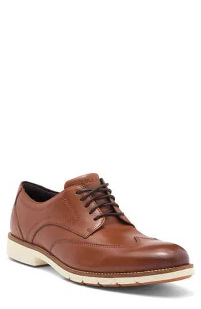 Cole Haan Flexgrand 360 Wingtip Derby In British Tan/ivory