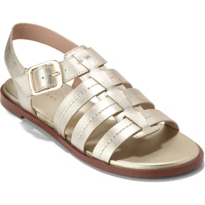 Cole Haan Flynn Fisherman Sandal In Soft Gold Leather