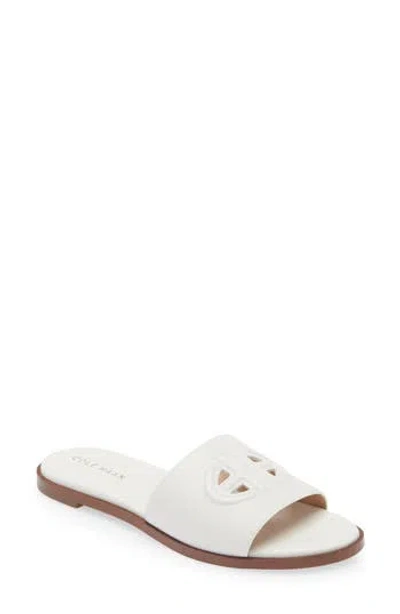 Cole Haan Flynn Logo Slide Sandal In White Leather