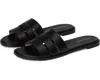 Cole Haan Flynn Slotted Sandals Women's Black Leather Comfort Slide Gal1424 In Black