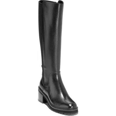 Cole Haan Gema Waterproof Lug Sole Tall Boot In Black Leather