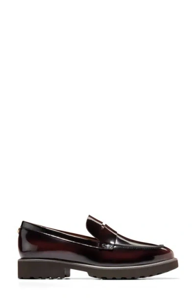 Cole Haan Geneva Platform Penny Loafer In Burgundy Brush Off Leather