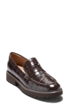 Cole Haan Geneva Platform Penny Loafer In Dark Chocolate Croco