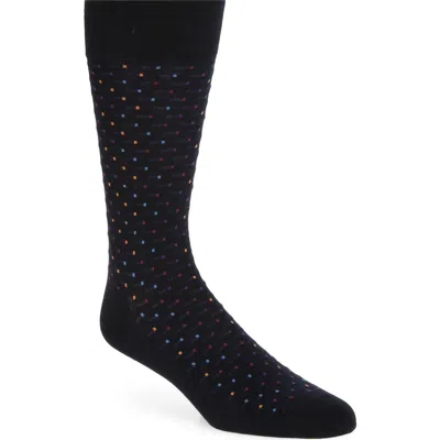 Cole Haan Geo Pattern Dress Socks In Navy