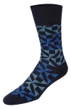 Cole Haan Geometric Crew Dress Socks In Navy