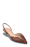 Cole Haan Gilda Pointed Toe Slingback Pump In Dark Cuoio Perforated Leather