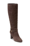 Cole Haan Glendale Buckle Knee High Boot In Dark Chocolate Suede