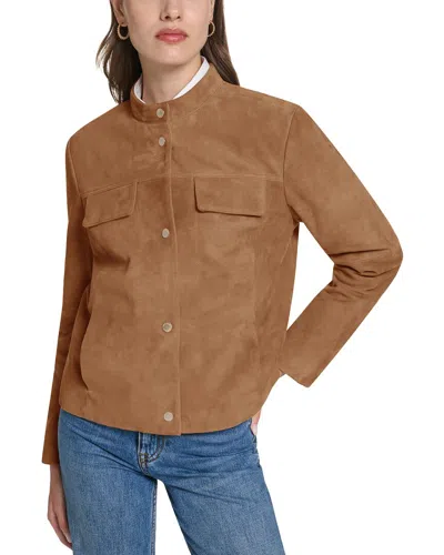 Cole Haan Goat Suede Jacket In Brown