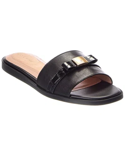 Cole Haan Go-to Emalia Slide Bow Leather Sandal In Black