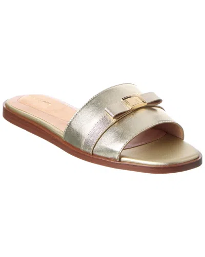 Cole Haan Go-to Emalia Slide Bow Leather Sandal In Gold