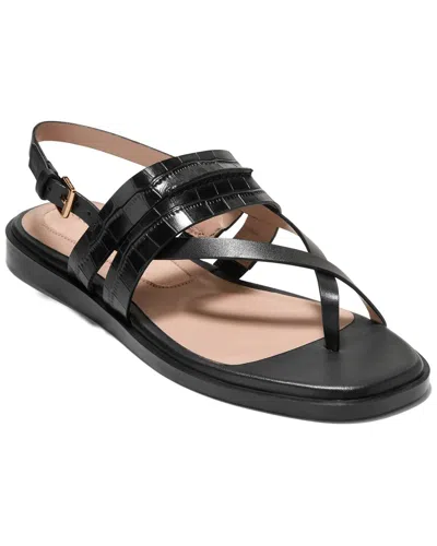 Cole Haan Go-to Estella Flat Leather Thong Sandal In Black