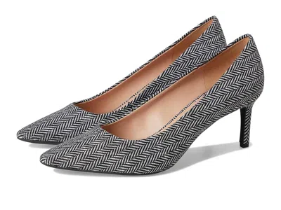 Cole Haan Go-to Janey Pumps High Heels White/black Herringbone: 6 B - Medium In Gray