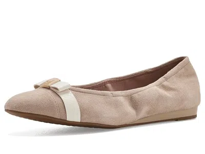 Cole Haan Go-to Tova Bow Ballet Flats Women's Shoes Light Sesame Suede/powder Leather: 6 B - Medium In Neutral