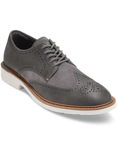 Cole Haan Goto Wing Mens Leather Round Toe Oxfords In Grey