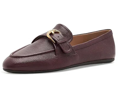 Cole Haan Grand Ambition Alette Buckle Loafers Women's Flat Shoes Bloodstone Tumbled Leather: 7 C - Wide, Leat