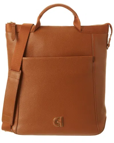 Cole Haan Grand Ambition Convertible Solid Leather Backpack In Brown